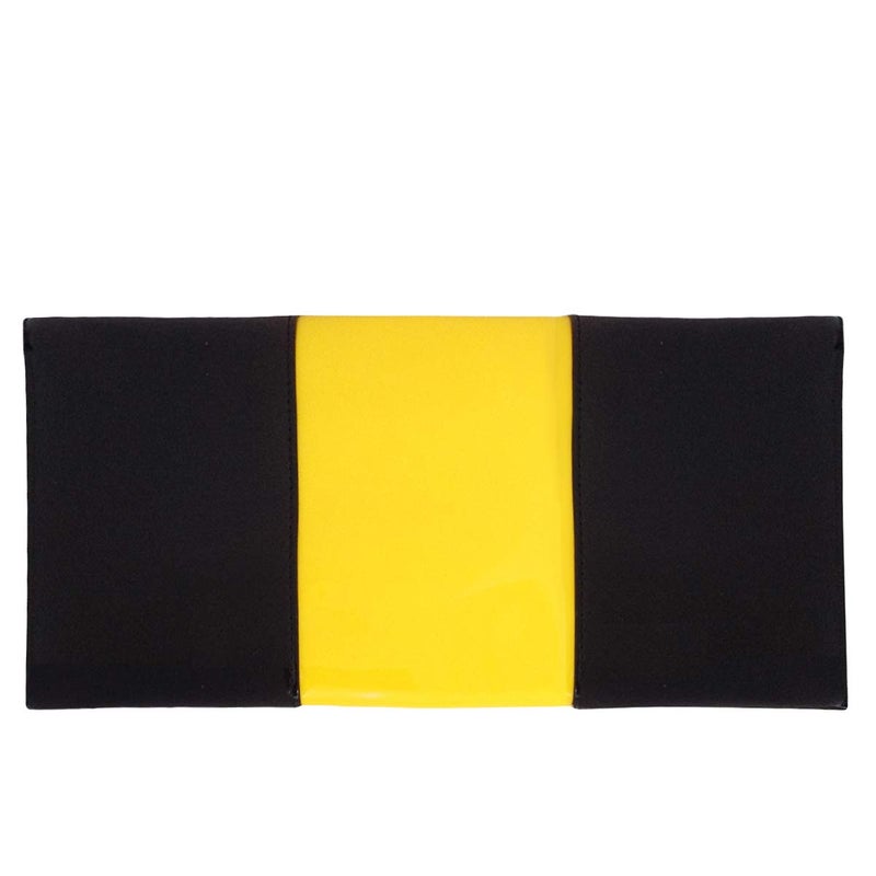 JNB Patent Color Block Envelop Clutch, Yellow/Black - Image 2